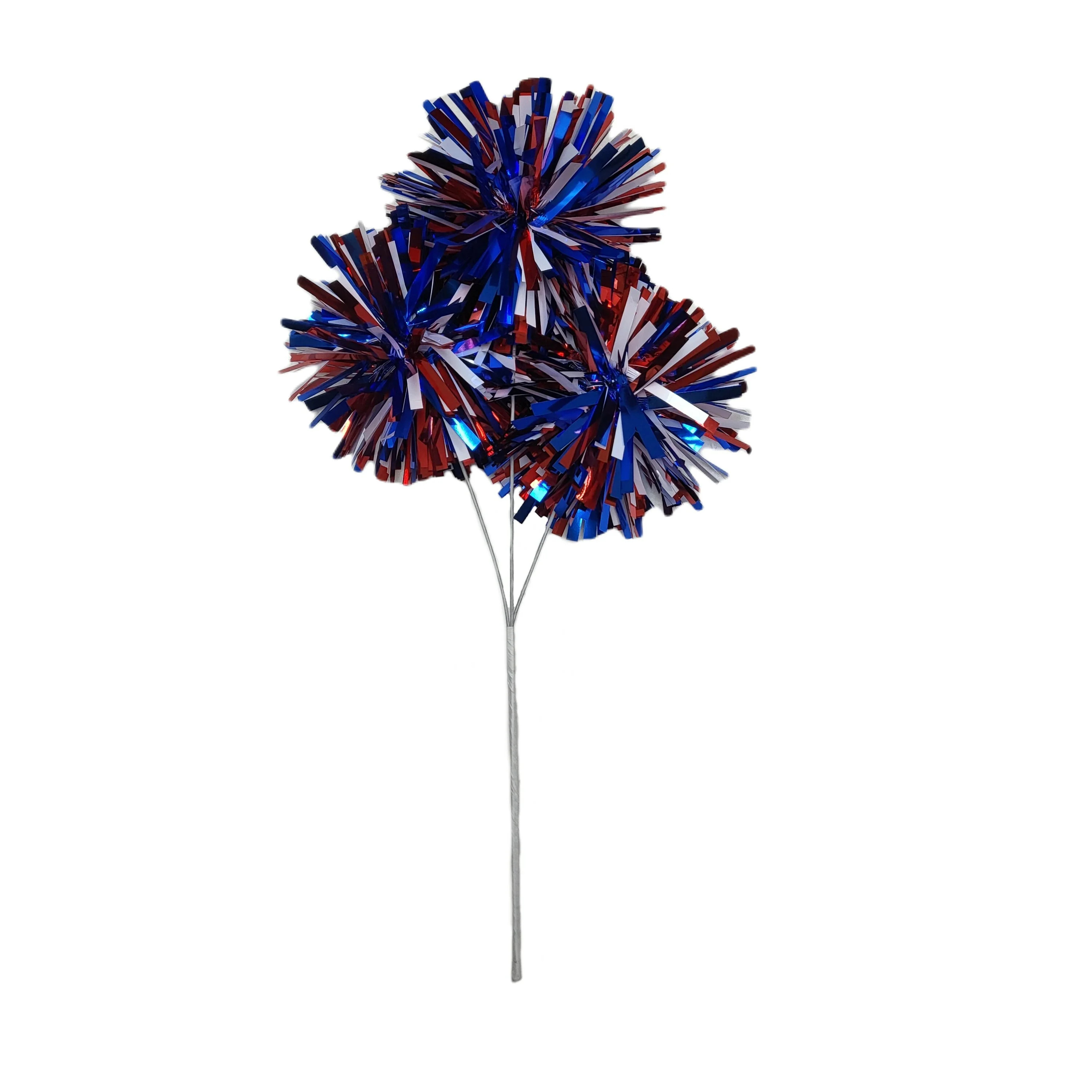 Patriotic Tinsel Pompoms Decorative Pick, Red/White/Blue, 15", by Way To Celebrate - Walmart.com | Walmart (US)