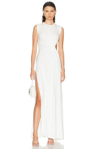 Sid Neigum Side Twist Cutout Column Dress in White | FWRD 