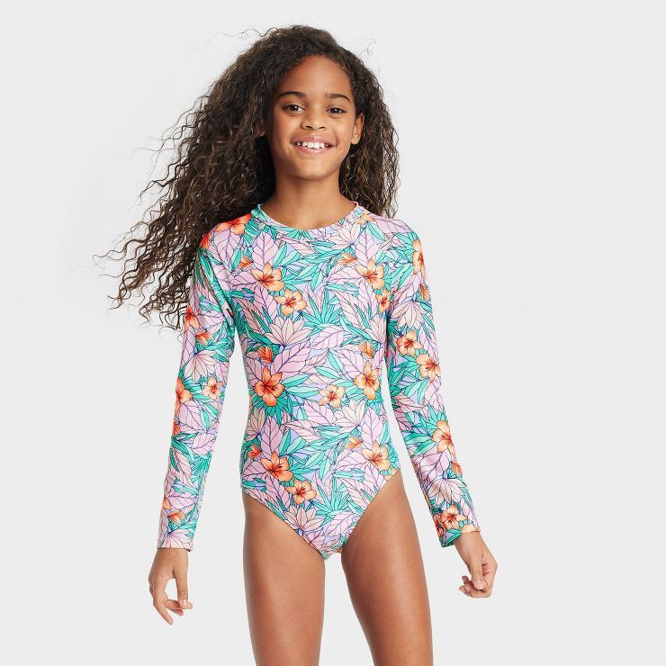 Girls' Floral Print One piece Swimsuit - Cat & Jack™ | Target