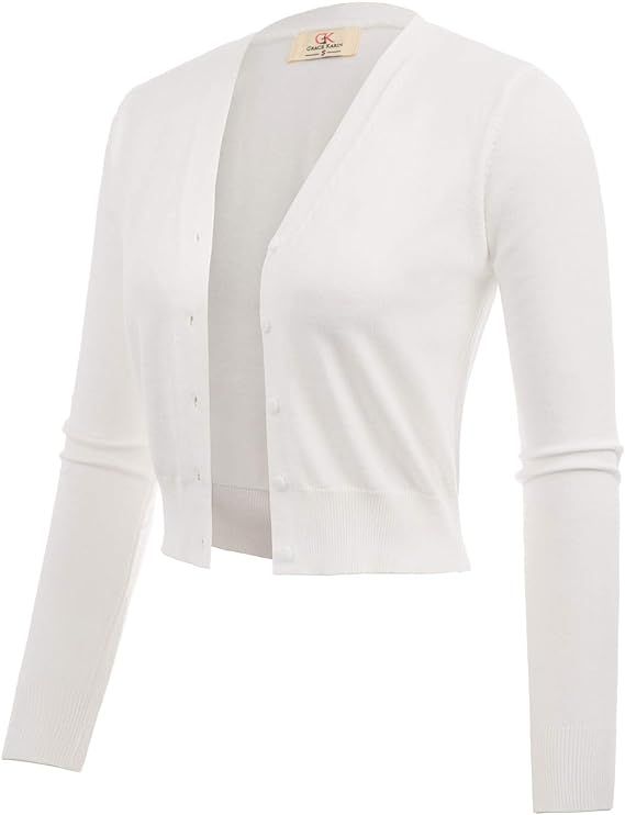 GRACE KARIN Women's Open Front Knit Cropped Bolero Shrug Cardigan Sweater Long Sleeve (S-4XL) | Amazon (US)