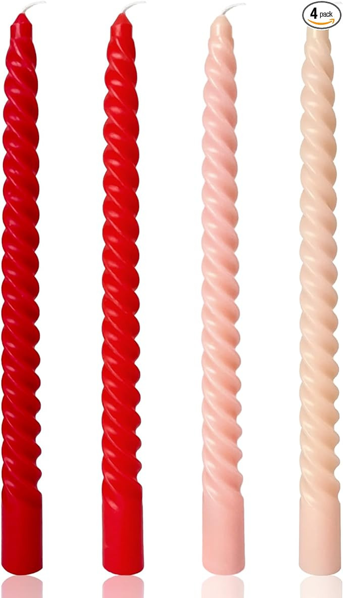 10 Inch Cream Spiral Taper Candles for Home Decoration, 4 Pack Red-Gradient Candlesticks for Dinn... | Amazon (US)