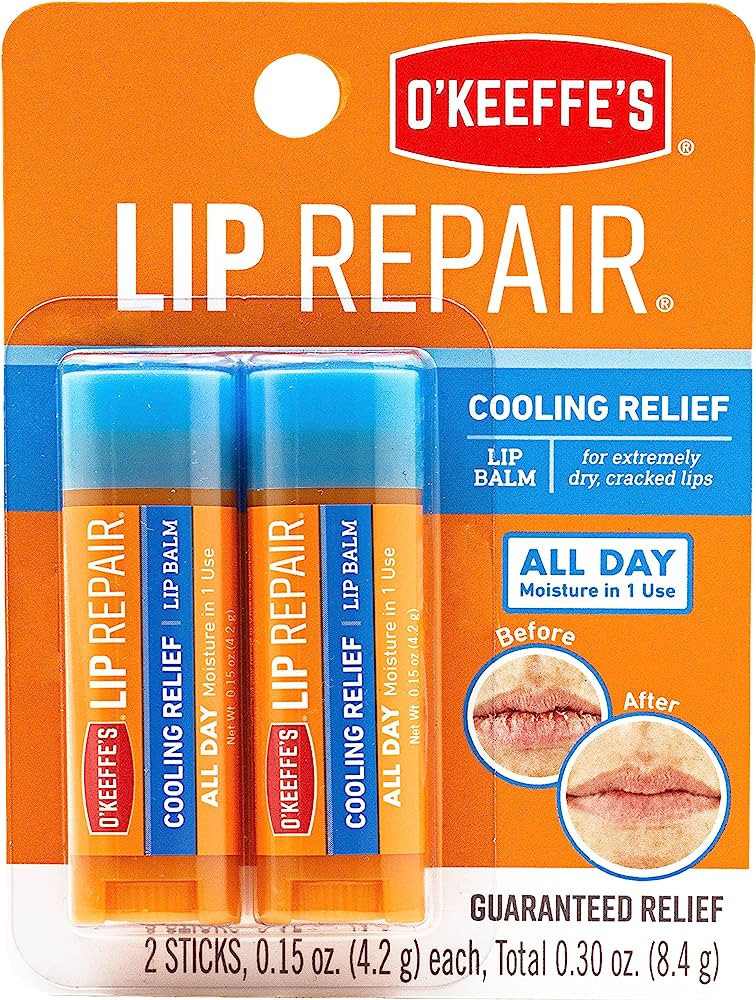 O'Keeffe's Cooling Relief Lip Repair Lip Balm for Dry, Cracked Lips, Stick, Twin Pack | Amazon (US)