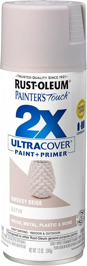 Rust-Oleum 334092 Painter's Touch 2X Ultra Cover Spray Paint, 12 oz, Satin Smokey Beige | Amazon (US)