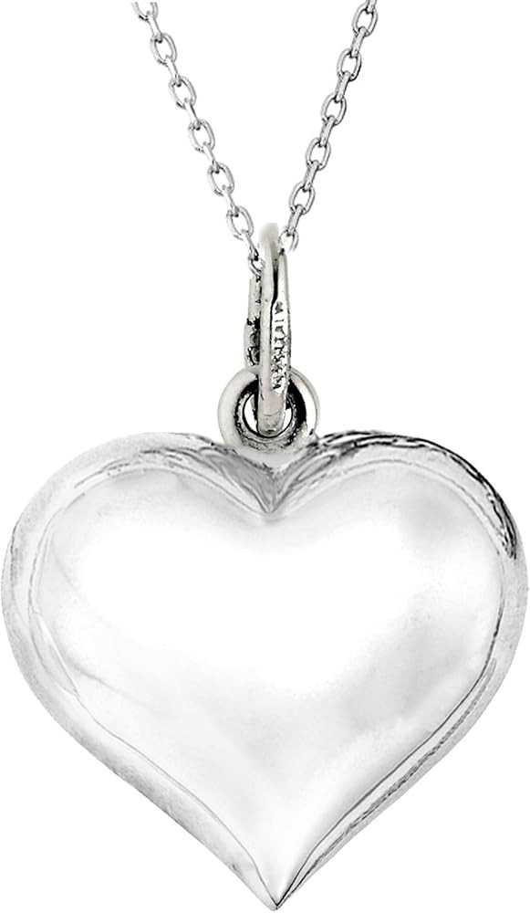 Ritastephens Sterling Silver Shiny Puffed Heart Polished Charm Pendant Necklace (Mini or Regular) | Amazon (US)