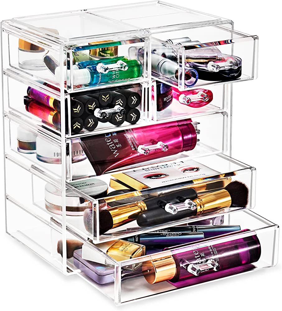 Sorbus Acrylic Clear Makeup Organizer - Big & Spacious Cosmetic Display Case - Stylish Designed J... | Amazon (US)