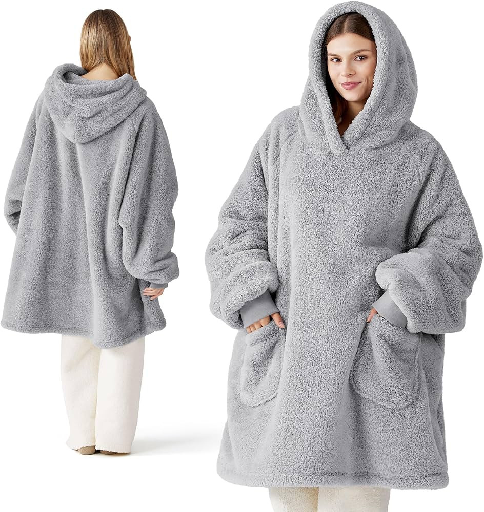 Bedsure Wearable Blanket Hoodie Gifts for Women - Cozy Sherpa Hoodie Blanket for Adult Men, Warm ... | Amazon (US)