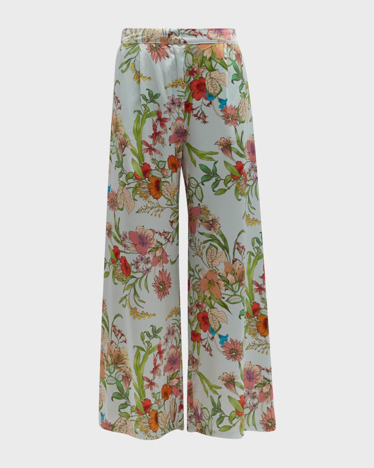 Liliana Floral-Print Wide-Leg Pants | Neiman Marcus
