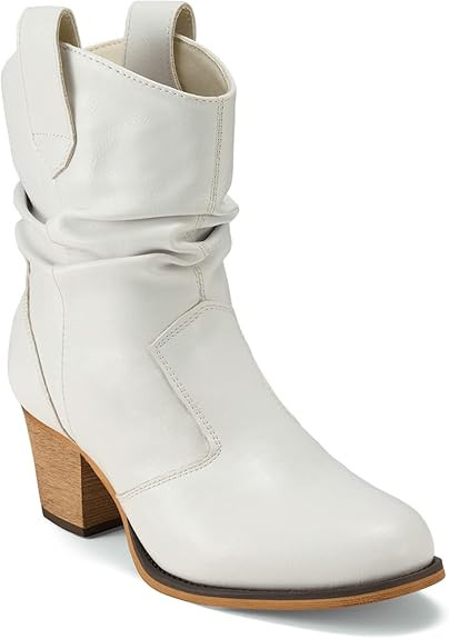 HISEA Cowgirl Boots Women Western Boots with Pull-Up Tabs Ladies Cowboy Fashion Ankle Boots | Amazon (US)