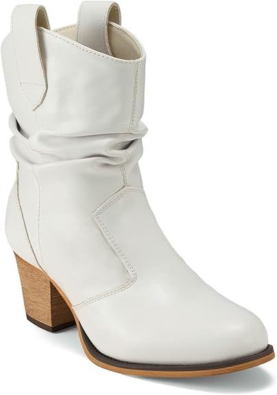 HISEA Cowgirl Boots Women Western Boots with Pull-Up Tabs Ladies Cowboy Fashion Ankle Boots | Amazon (US)