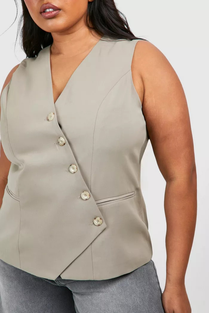Plus Asymmetric Mock Horn Vest | boohoo (US & Canada)