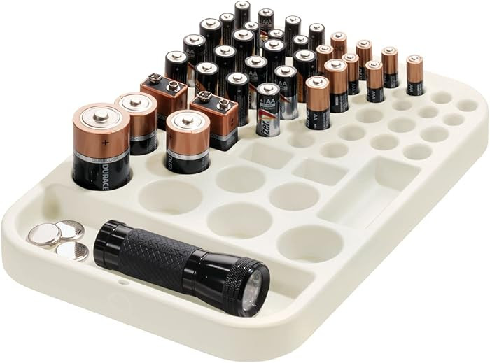 iDesign Recycled Plastic Divided Battery Organizer Insert, 7.6" x 11.1" x 1", Coconut | Amazon (US)