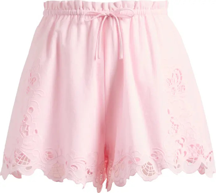 x Hannah Lovey Porter Lola Cotton Eyelet Drawstring Shorts | Nordstrom