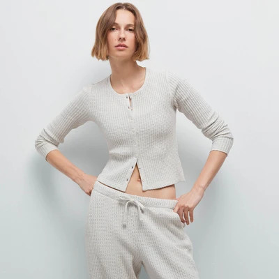 Organic Waffle Crew Cardigan - MARLED CLOUD / S | MATE The Label