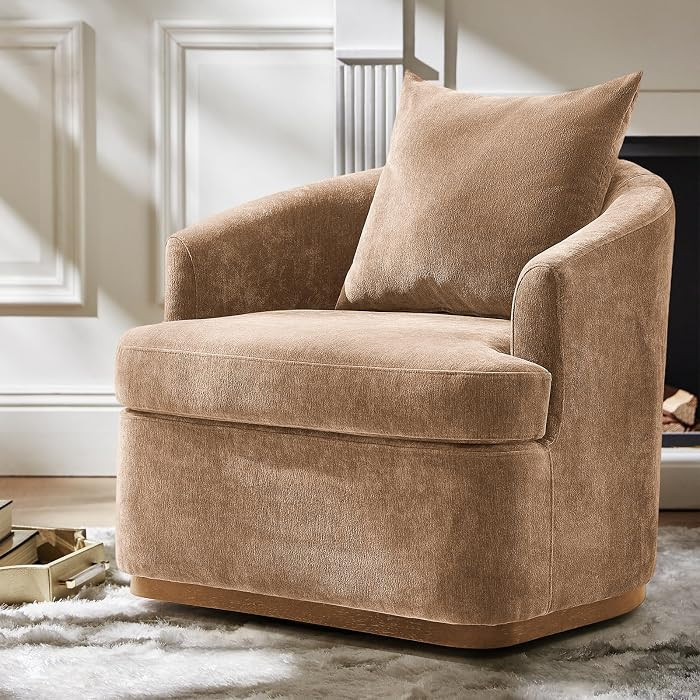 HULALA HOME Modern Swivel Accent Chair with Solid Wood Base, Camel | Amazon (US)