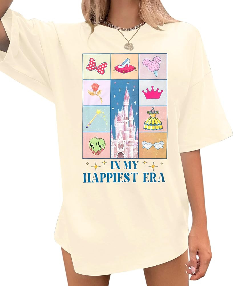 Magic Kingdom Shirts for Women: Oversized Castle Graphic Tees Magical Fairy Tale Gift Shirt Casua... | Amazon (US)