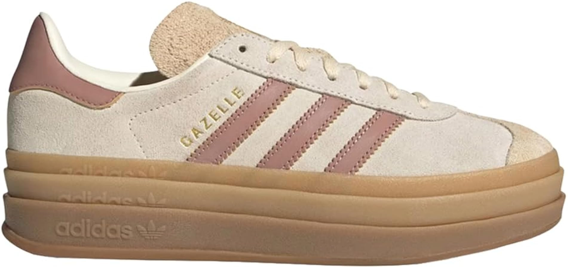 adidas Womens Gazelle Bold Lace Up Sneakers Shoes Casual - Beige | Amazon (US)