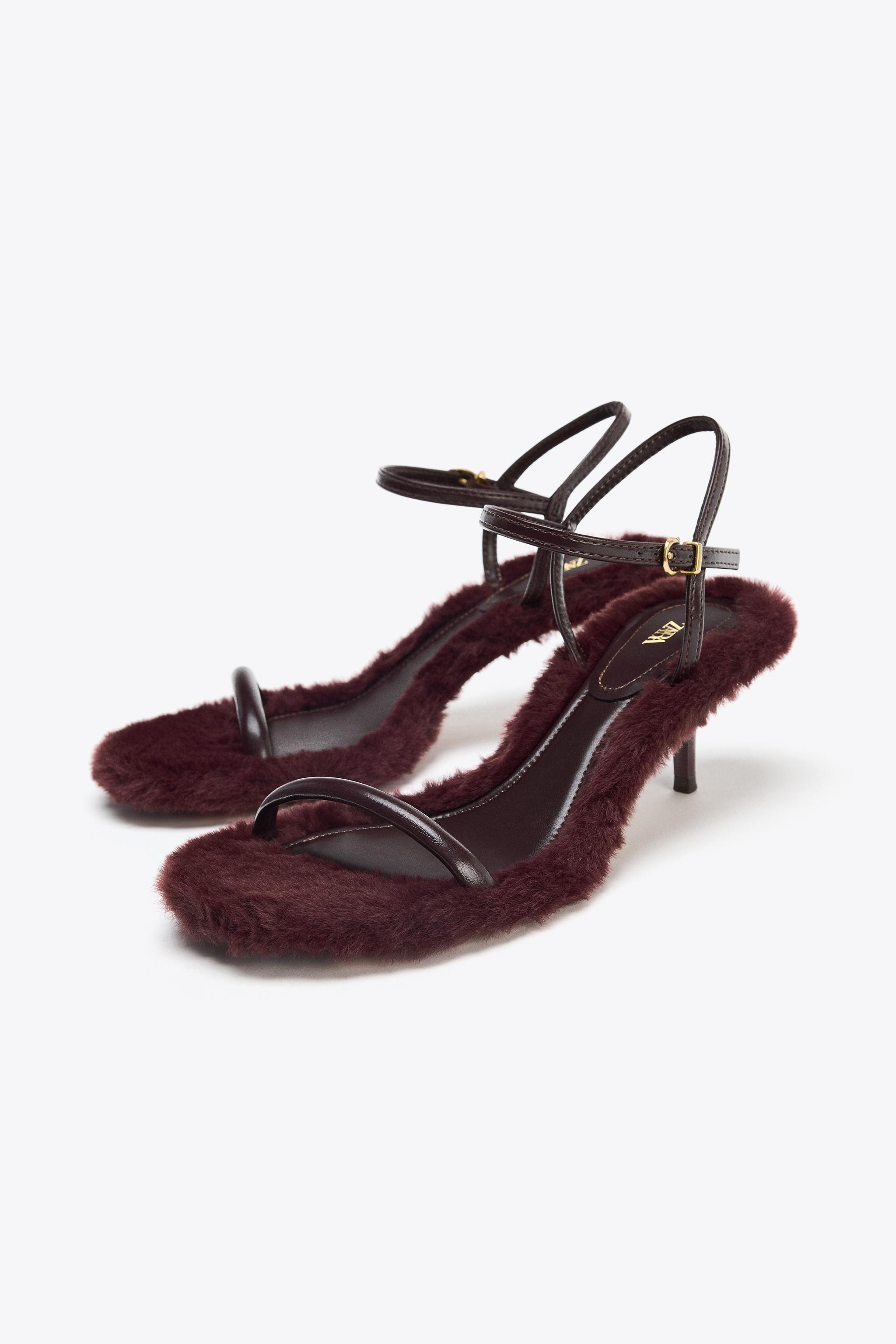 FAUX FUR SOLE HEELED SANDALS | Zara US