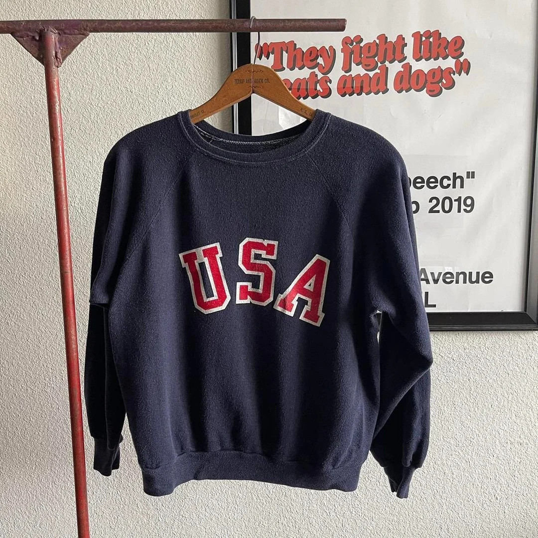 Vintage 70s USA Navy/Red Sweatshirt | Etsy (US)