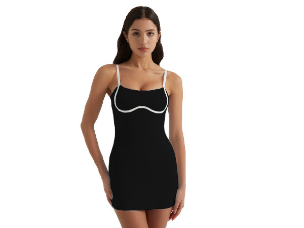 Womens Tennis Dress with Built-in Bra & Shorts Pockets,Sleeveless Adjustable Spaghetti Strap Colo... | Amazon (US)