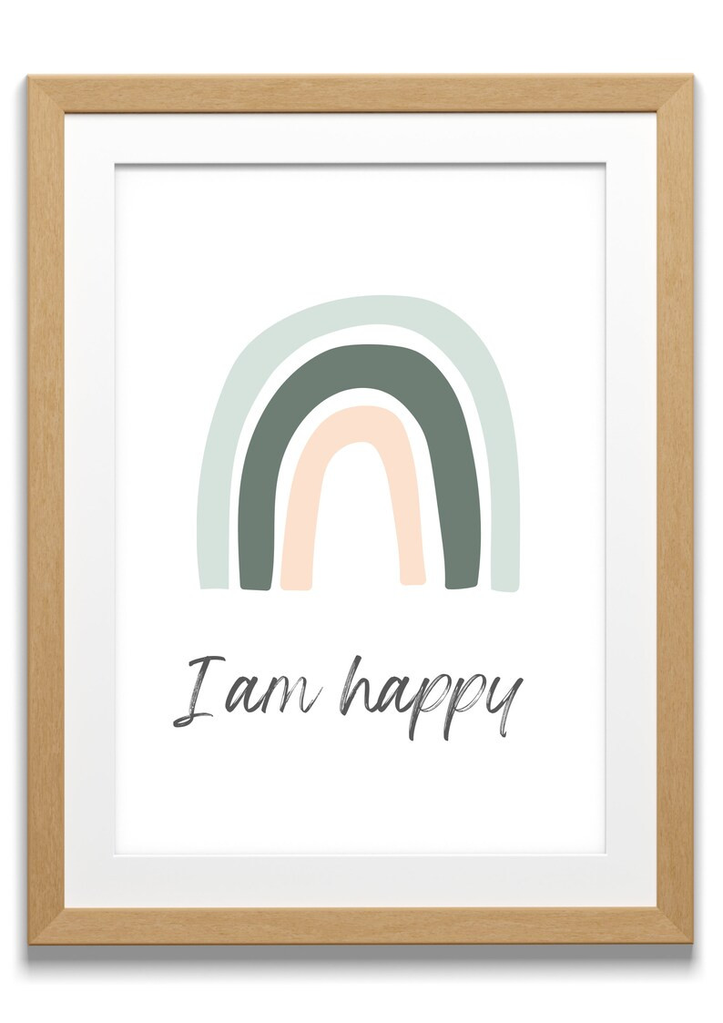 Printable Positive Affirmation Nursery Wall Art Digital Print For Kids Room 'I am happy, I am bra... | Etsy (US)