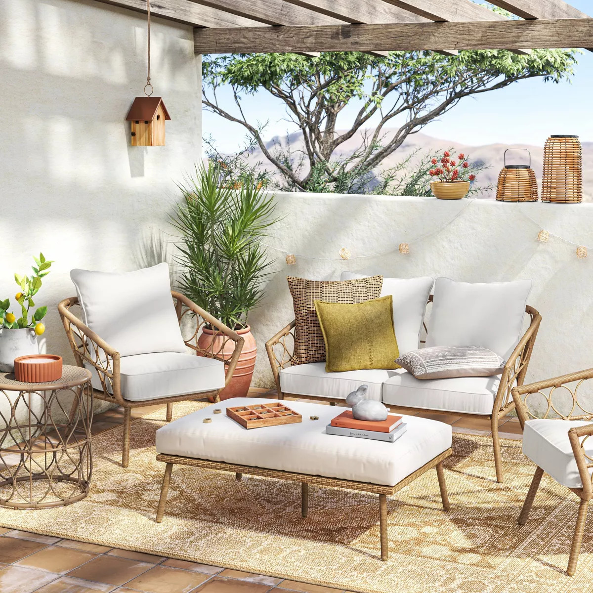 Britanna Patio Loveseat Arm Chair Light Brown - Threshold™ | Target