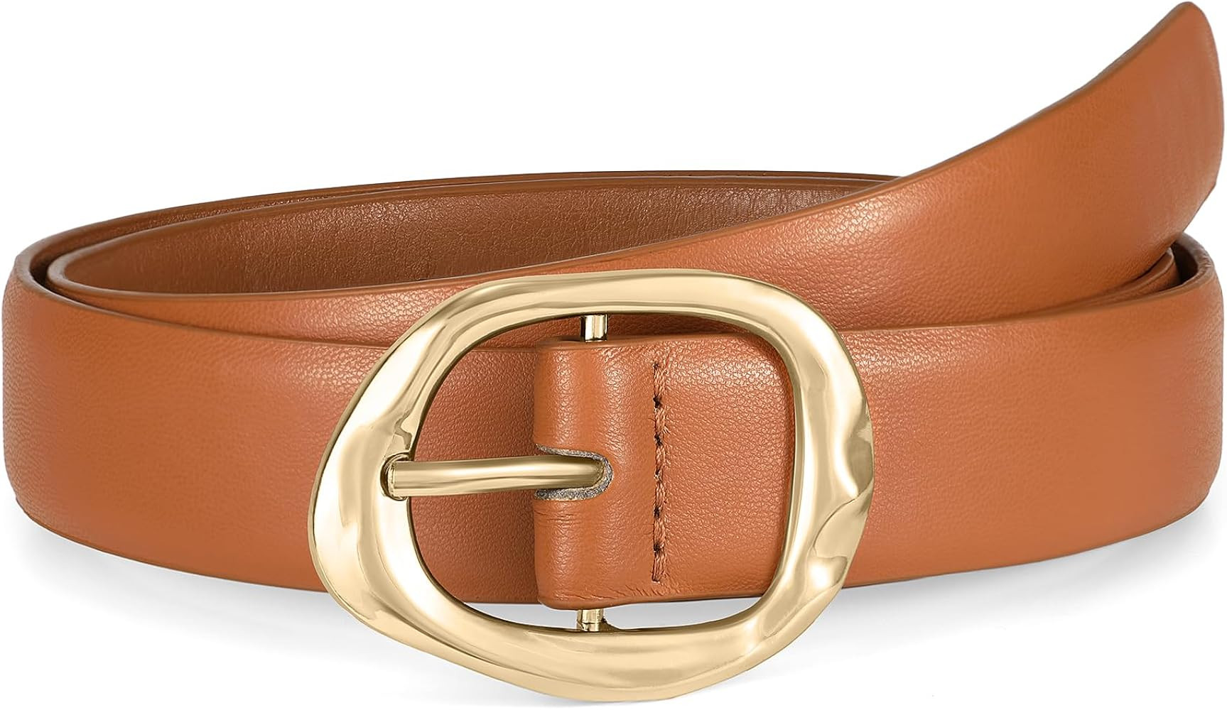 WHIPPY Leather Belt for Women Casual Waist Belt with Gold Buckle Fashion Ladies Belt for Jeans Pa... | Amazon (US)