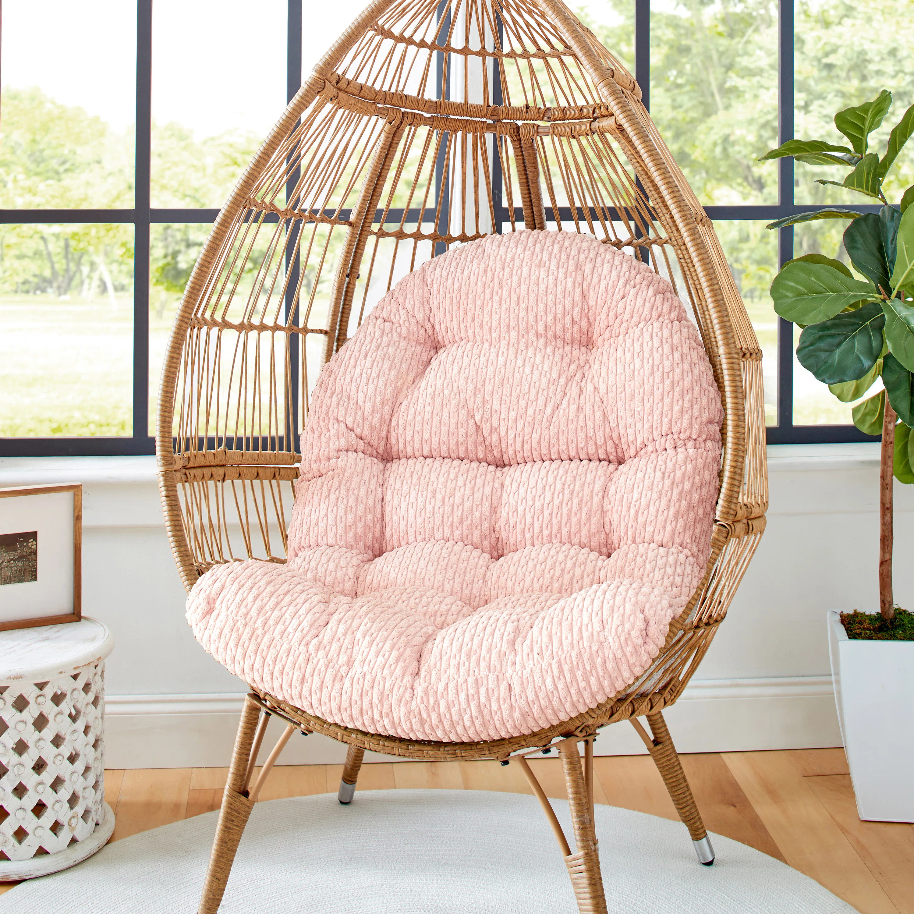 Indoor Corduroy Egg Chair Cushion | Wayfair North America