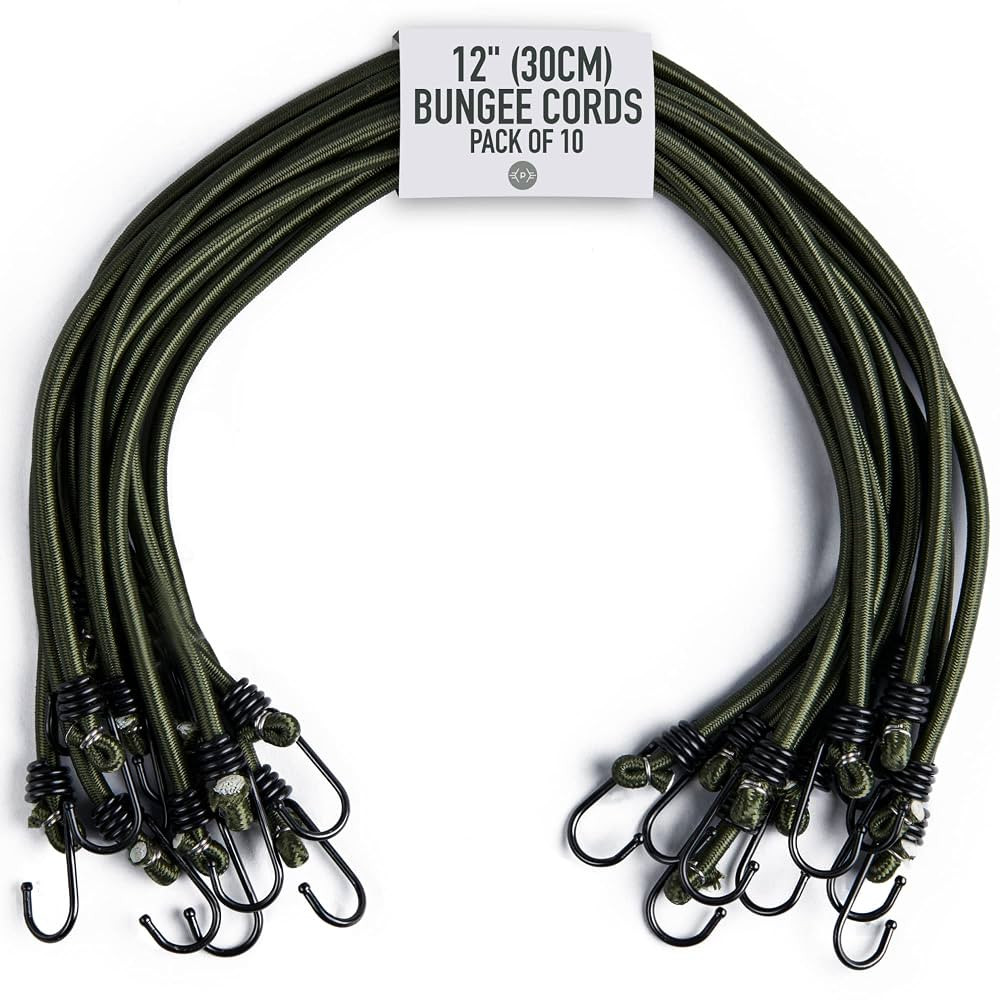 Pluvios - 12" (30CM) Bungee Cords with Hooks Heavy Duty Outdoor - 10 Pack – Choice of Sizes - M... | Amazon (US)