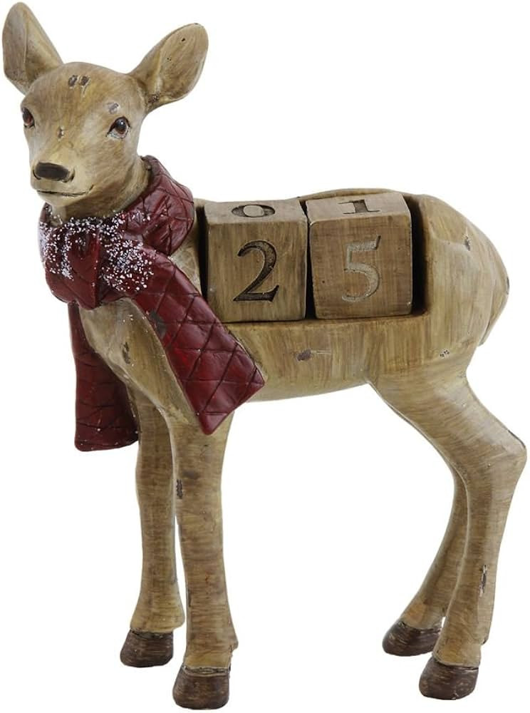 Creative Co-op Resin Deer with Countdown Blocks Advent Christmas Decor 6-1/4"L x 3" W x 7-3/4"H | Amazon (US)
