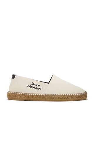 Saint Laurent ESPADRILLES in Cuir Moon Ecru & Noir - Black. Size 44 (also in 41). | FWRD 