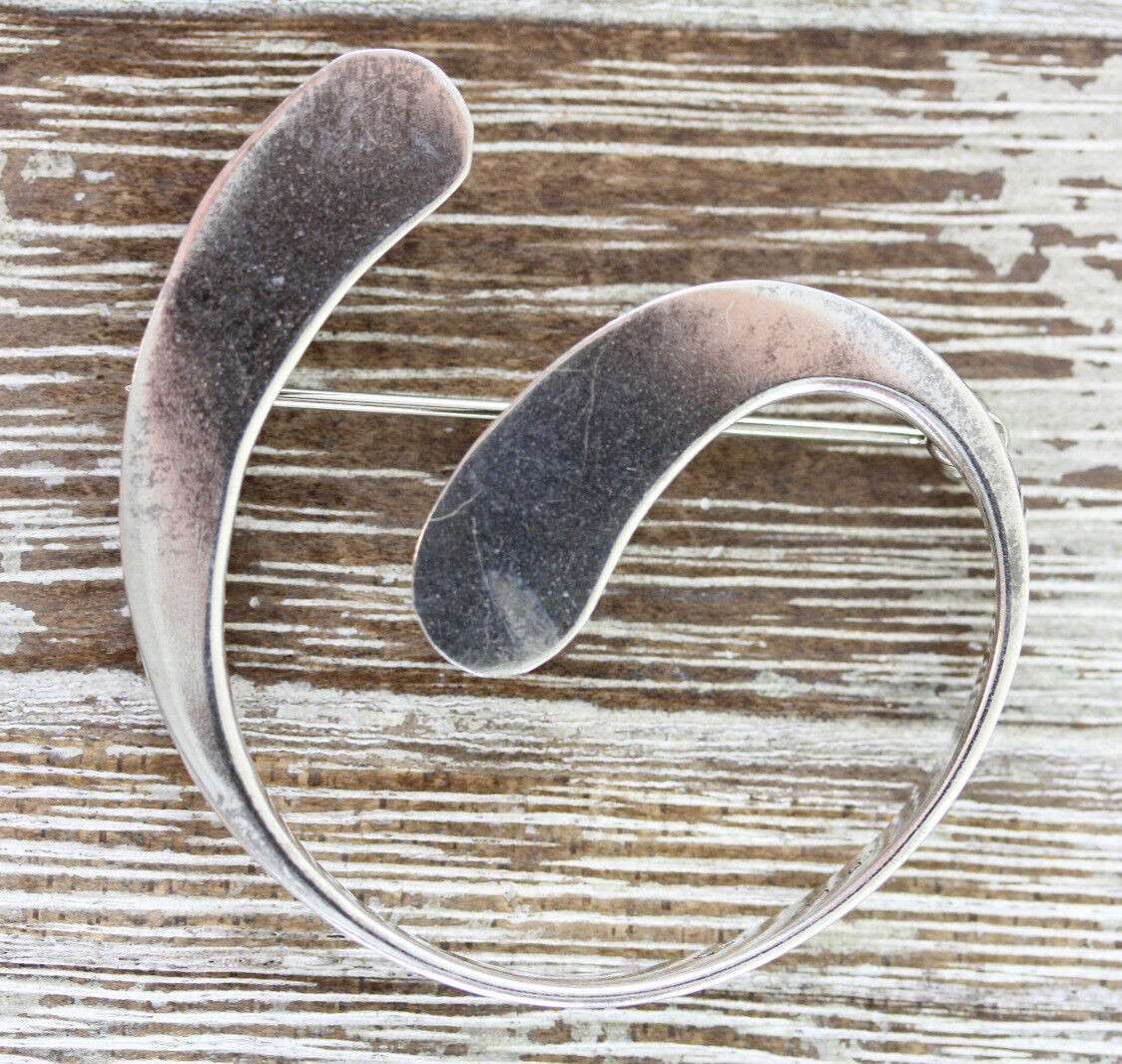 VINTAGE MEXICO SWIRL STERLING SILVER 925 BROOCH PIN RETRO PRETTY SIGNED | eBay US