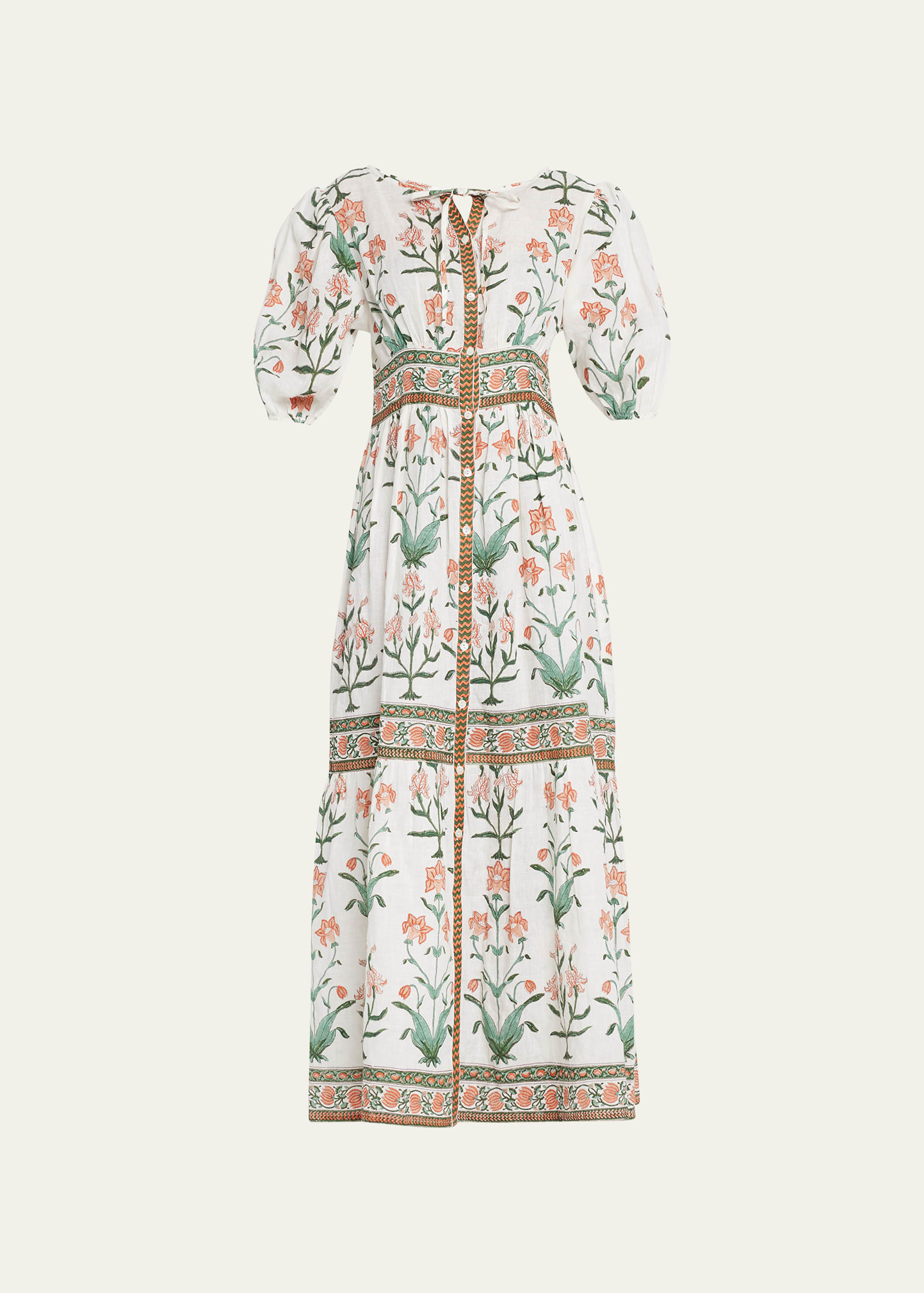 Hannah Artwear Camilla Embroidered Button-Front Linen Maxi Dress | Bergdorf Goodman
