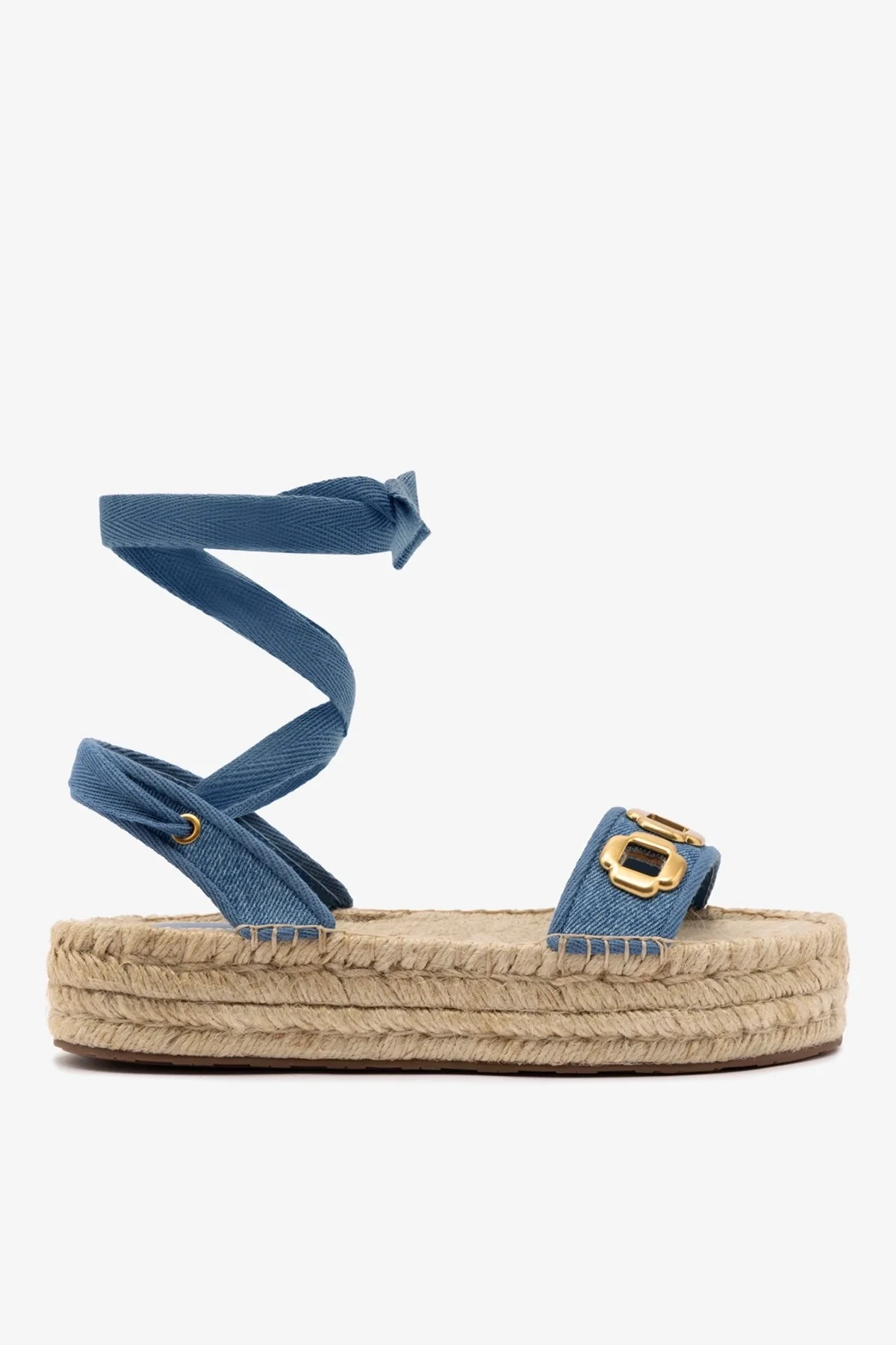 Milan Espadrille Flatform In Blue Stoned Denim | Larroude