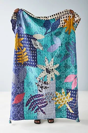 Upcycled Applique Eulabee Throw Blanket | Anthropologie (US)