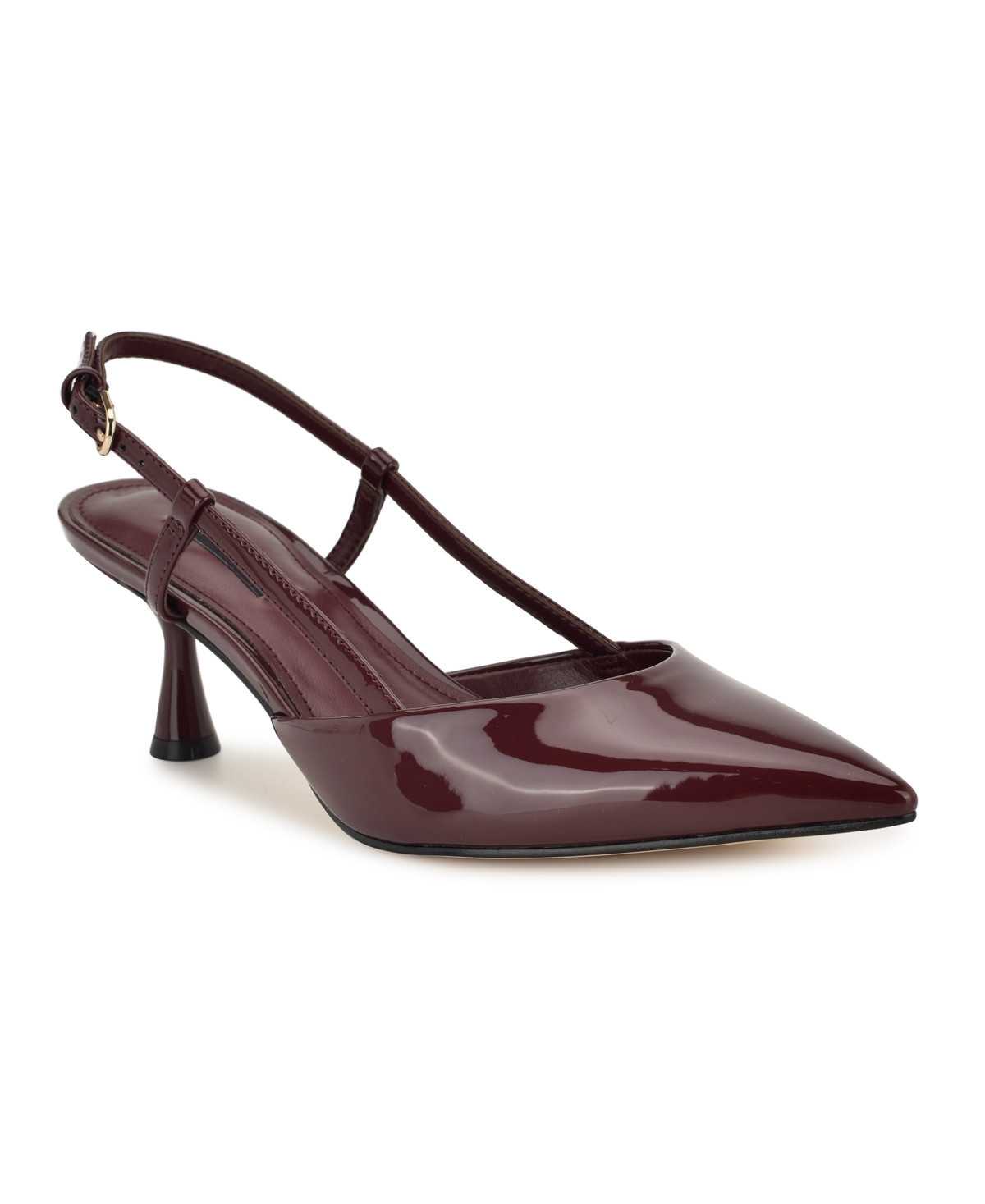 Nine West Women's Rhonda Kitten Heel Slingback Pumps - Deep Burgundy Patent | Macy's