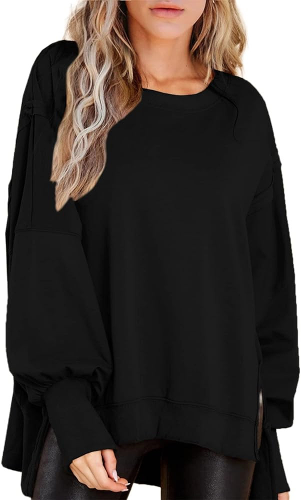 BWQ Women's Oversized Sweatshirt Crew Neck Long Sleeve Shirts Pullover Long Sleeve Tops | Amazon (US)
