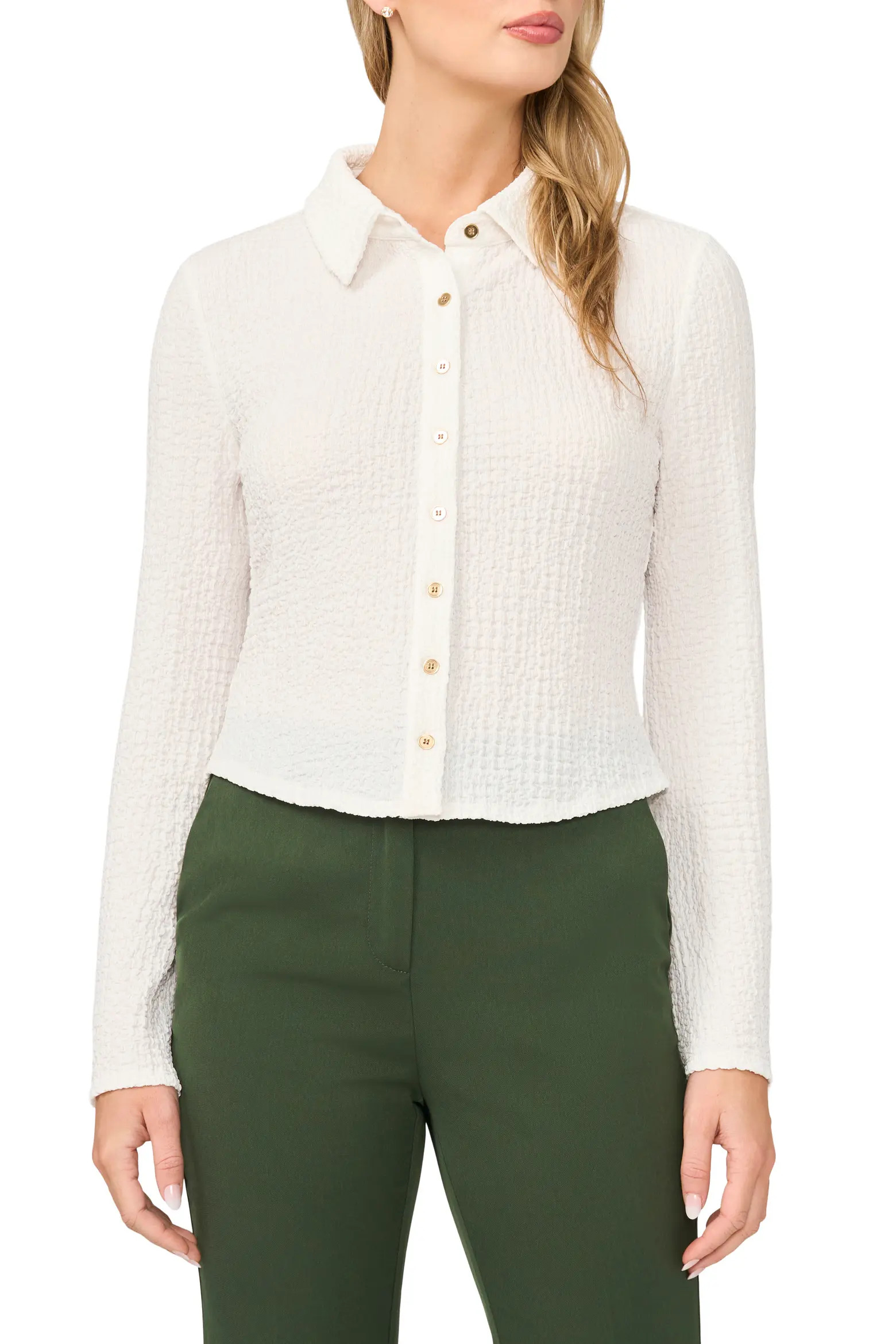 Flare Sleeve Knit Button-Up Shirt (Women) | Nordstrom | Nordstrom
