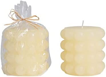 Creative Co-Op Unscented Hobnail Pillar, Cream Candles, 4" L x 4" W x 4" H | Amazon (US)