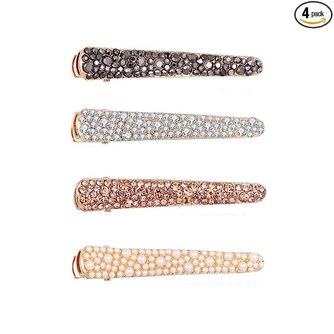 Casualfashion 4Pcs Eye-catching Women Girls Pearl Rhinestone Beak Clip Duckbill Clip Alligator Cl... | Amazon (US)