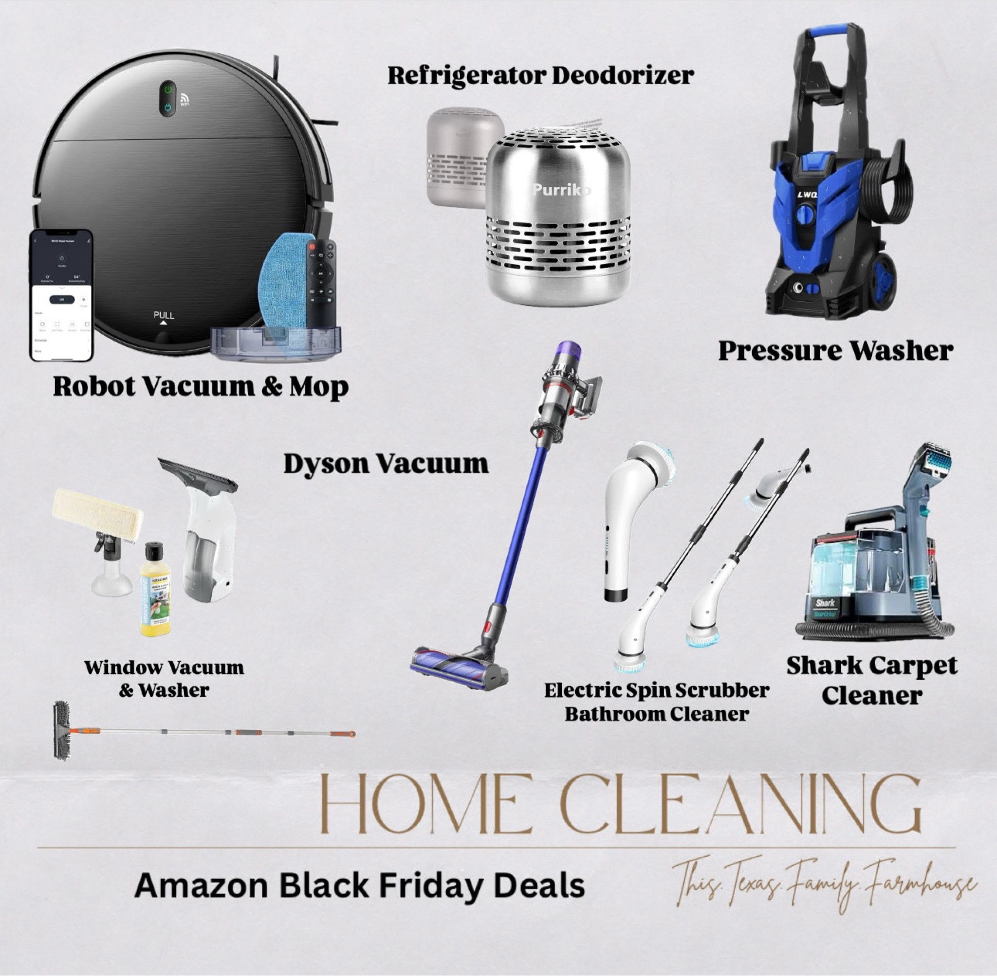 Amazon Black Friday Deals Start Today! Here is my top picks for cleaning devices around the home. 

Vacuum | window cleaner | shower cleaner | mop | robot mop and vacuum | pressure washer | deodorizer 

#LTKHome #LTKSaleAlert #LTKGiftGuide