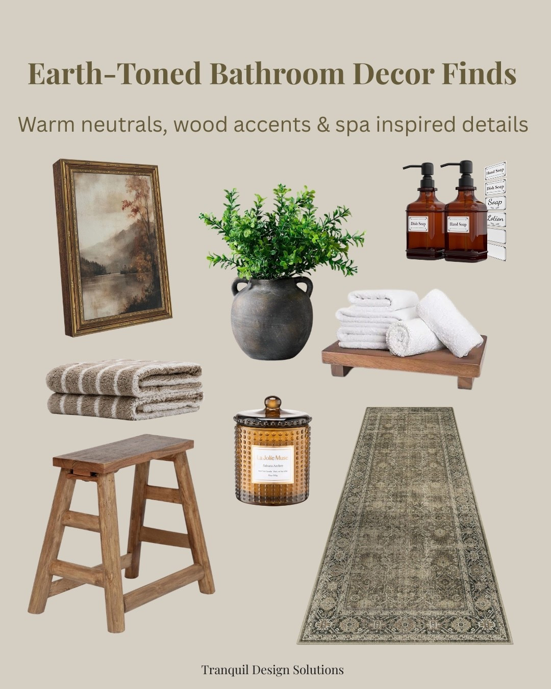 Earth-toned bathroom decor finds for a warm, spa-inspired space 🤎 Think wood accents, vintage-inspired textiles, amber glass, soft towels, and natural textures that make a bathroom feel collected and calming.

#LTKHome #LTKmomlife #LTKOver40