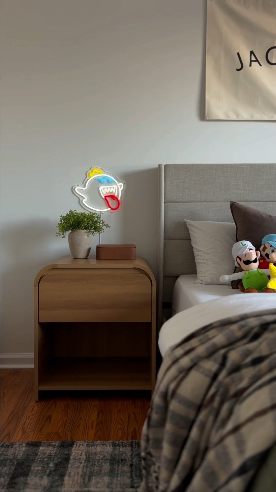 Charging nightstand, kids nightstand, boy room, kids room, boys bedroom, teen bedroom, toddler bedroom, nightstand decor, bedding, bedroom decor, Mario bros bedroomm

#LTKHome