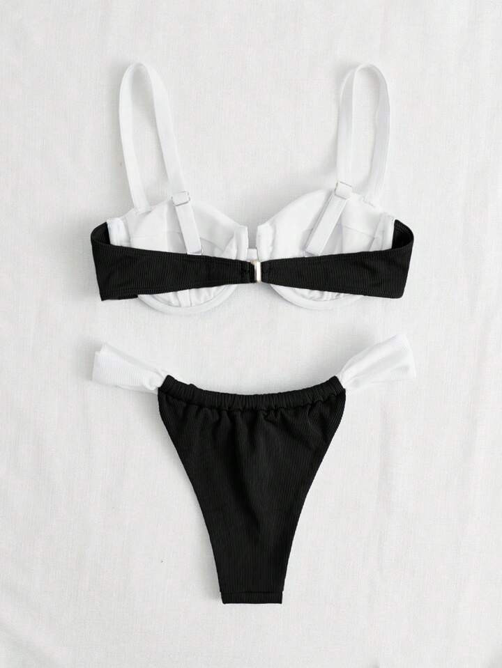 SHEIN Swim Summer Beach Color Block Underwire Bikini Set | SHEIN