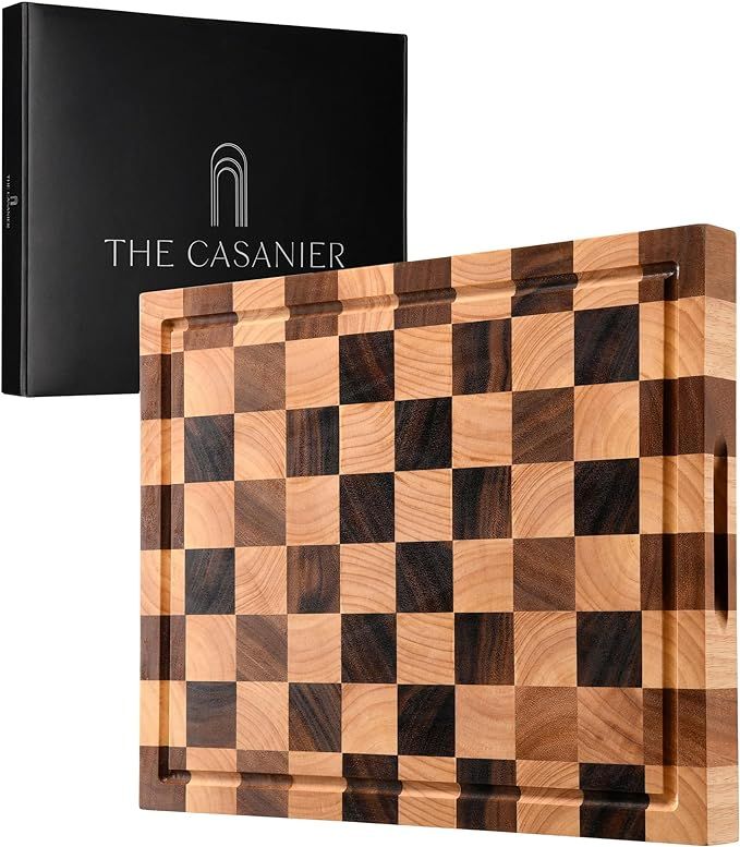CASANIER Acacia Wood Cutting Board - 1.5” Thick Extra Large Butcher Block, Reversible Chopping ... | Amazon (US)