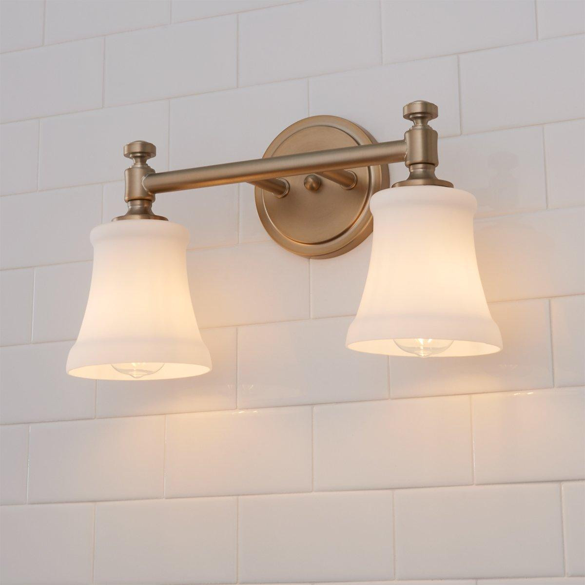 Mercer White Glass Vanity Light - 2 Light | Shades of Light