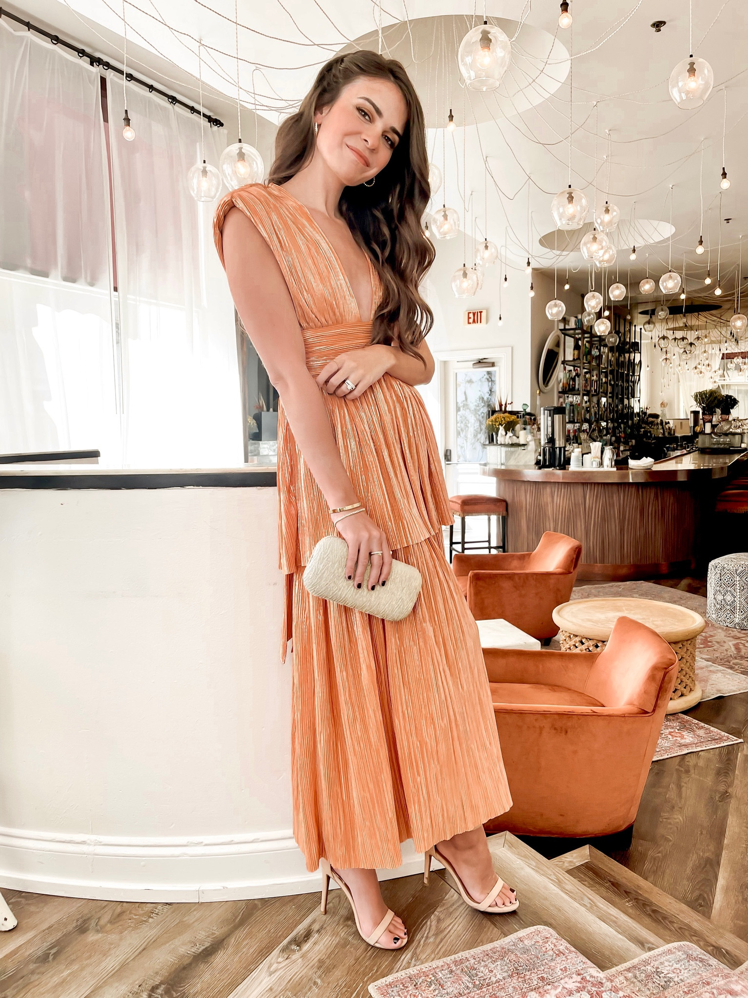 sachin and babi light blue dress Peach Dresses | Lace, Maxi, Prom, and Peach Bridesmaid Dresses main image 0
