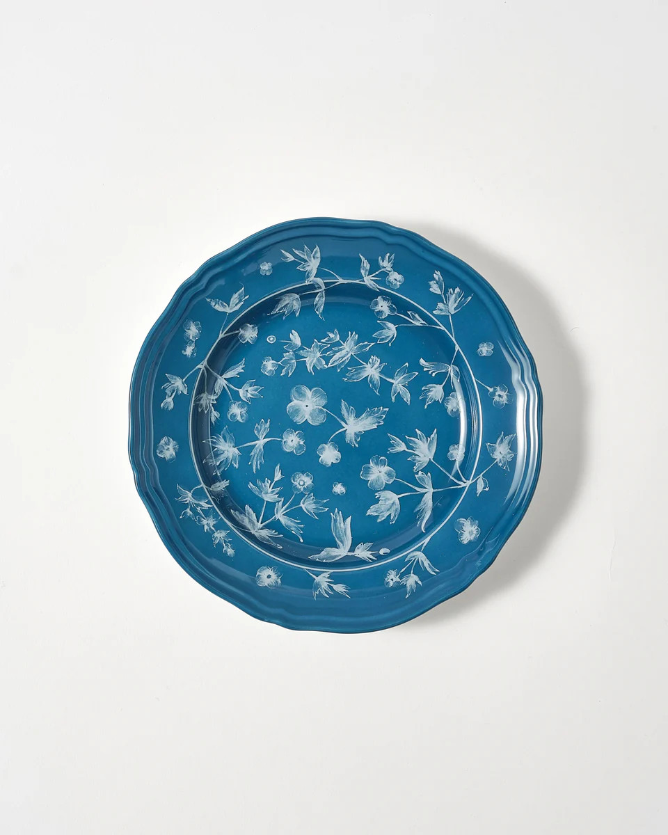 Ginori Floral Dessert Plate Petrol | Cabana Magazine