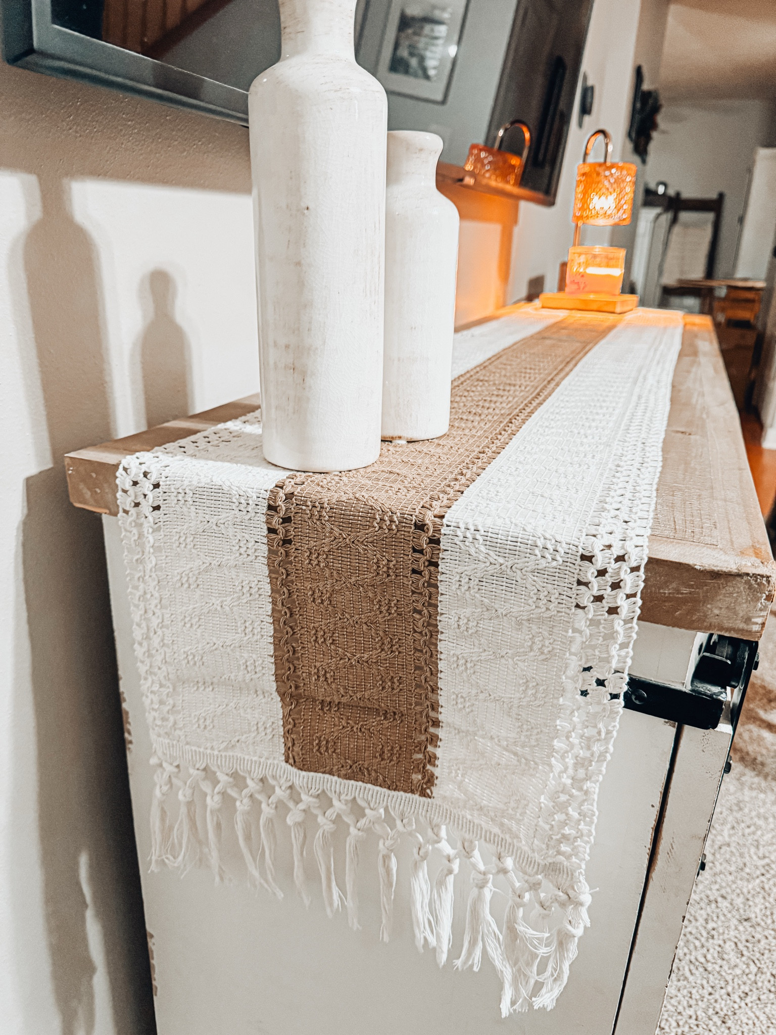 Cozy boho table runner - home decor staples for end tables and entry way tables 

#LTKStyleTip #LTKFindsUnder50 #LTKHome