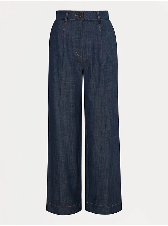 Dark Blue Denim Look Wide Leg Trousers | George at ASDA