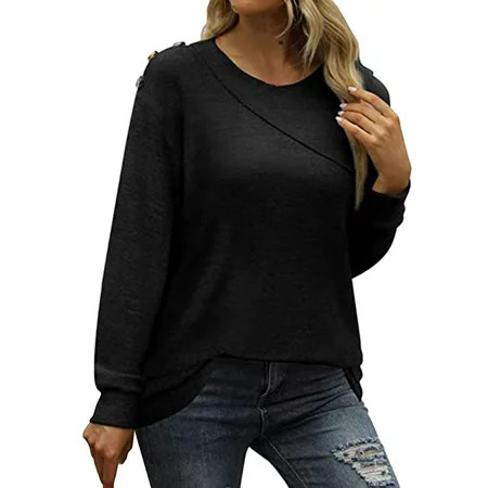 EUMODR Womens Black Shirt Womens T Shirts for Summer Womens Fall Long Sleeve Sweatshirts Casual Coll | Walmart (US)
